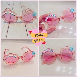 Girls pink see through flower shaped grl pwr sunglasses
